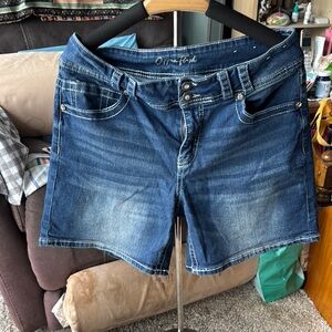 Classic Blue Jean Shorts with Natural Distressing